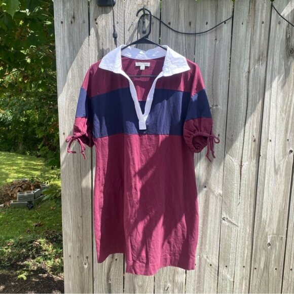 Free Assembly Preppy Chic Navy and Burgundy Striped Mini Dress size L - Picture 9 of 9